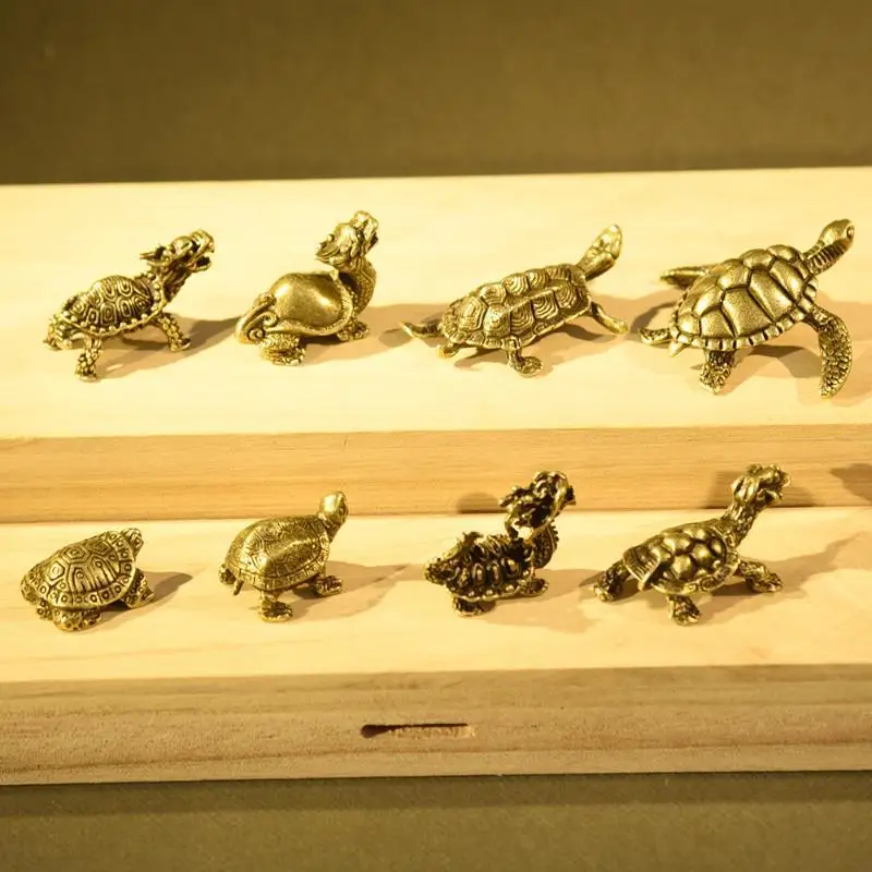 Zinc Alloy Turtle Statue Polished Metal Tortoise Figurine Lucky Feng Shui Ornament for Home Study Office Desktop Decor