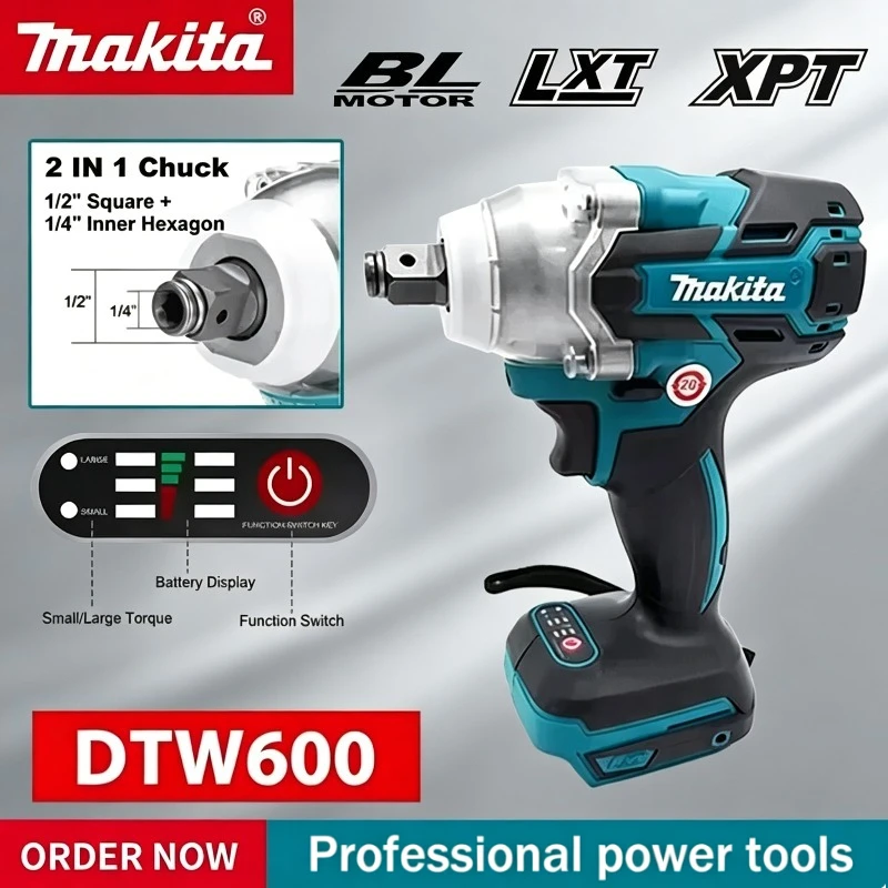 

Makita DTW600 Cordless High Torque Rechargeable Tool Brushless Electric Wrench Impact Wrench Auto Repair Power Tools