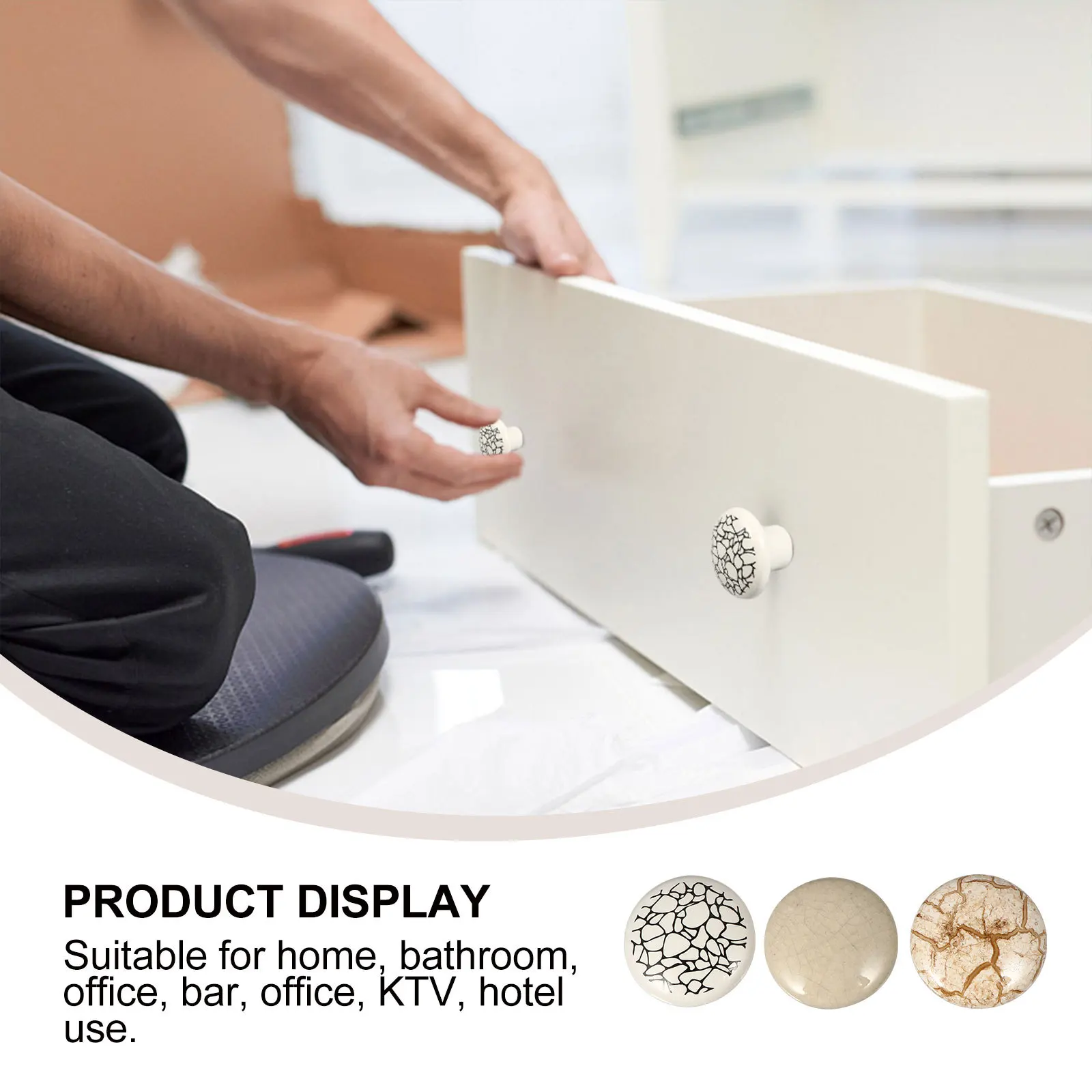 

3Pcs Round Crackle Ceramic Knobs Single Hole Handles for Cabinet Drawer Wardrobe Doors Home Door Pull Handles Single Hole Handle