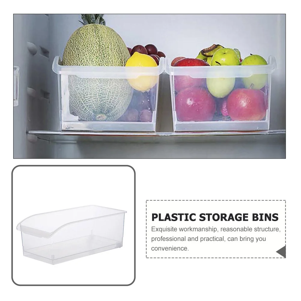 

2Pcs Refrigerator Organizer Bin Clear Plastic Storage Containers Fridge Drawer Pantry Storage Bins Kitchen Organization Tray
