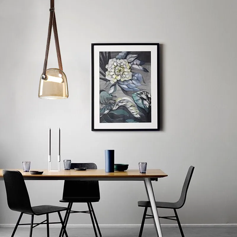 Modern 2025 Leather Belt Ceiling Chandelier Luxury Glass Pendant Light Lustres Home Decor Led Lamps for Dining Room Living Room