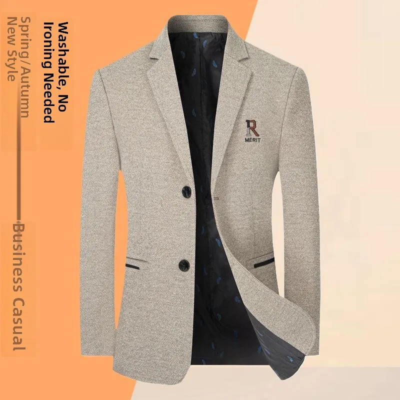 

Casual Woolen Men's Suit Jacket Mid-aged Dad Single Piece Spring Autumn New Style Thickened Formal Wear Casual Look