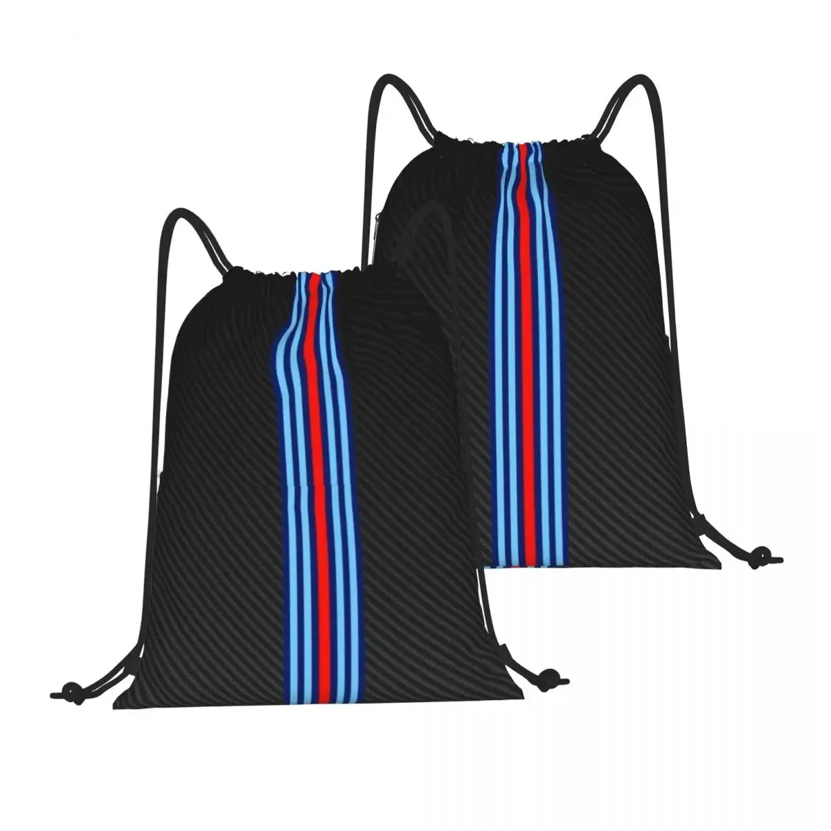 Drawstring Backpack Carbon Fiber Racing Stripes Shoulder Bag Zipper Pocket Sports & Travel Hikes Portables Bag