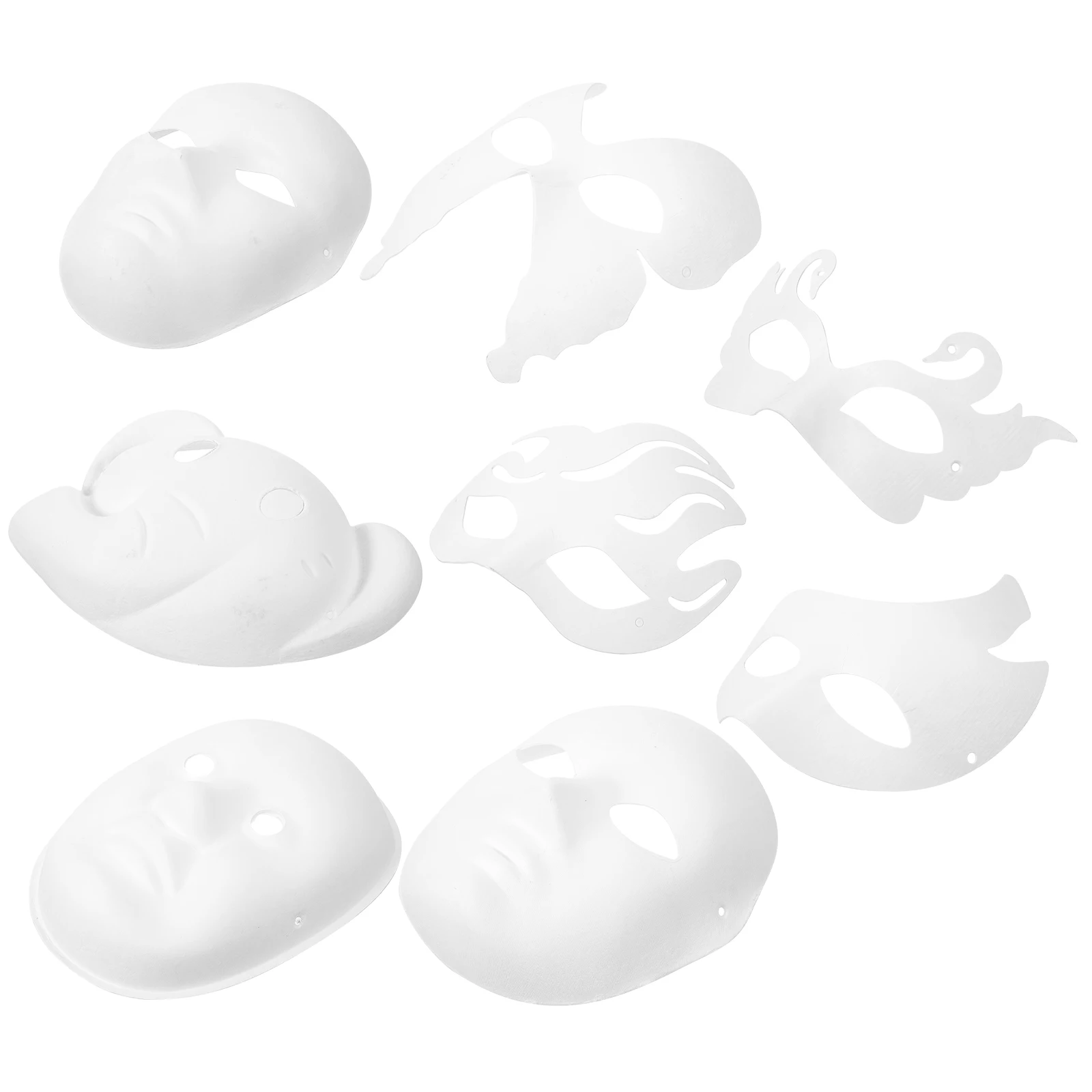 

8pcs DIY Paper Masks White Embryo Halloween Plain Mask Decor Party Paper Pulp Face Blank Masquerade Supplies H made
