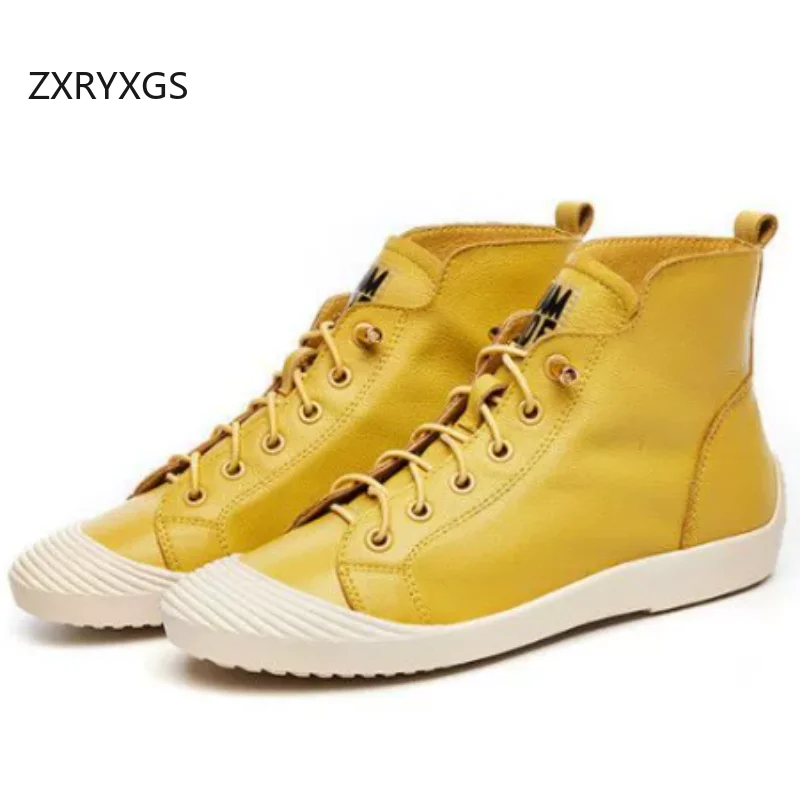 ZXRYXGS Top Soft Cowhide Women's Sneakers Vulcanized Shoes 2026 Elegant Temperament Flat Sneakers Comfort Soft Sole Trend Shoe