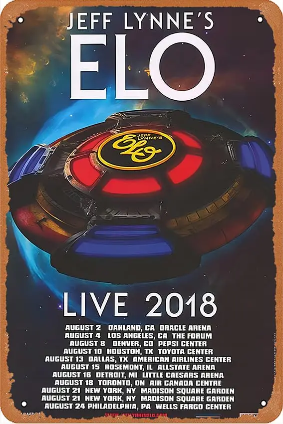 

Плакат Elo 'Jeff Lynne'S (2018), металлические знаки для гаража, мужской пещеры, винтажный жестяной знак для постеров рок-группы и паба, бара