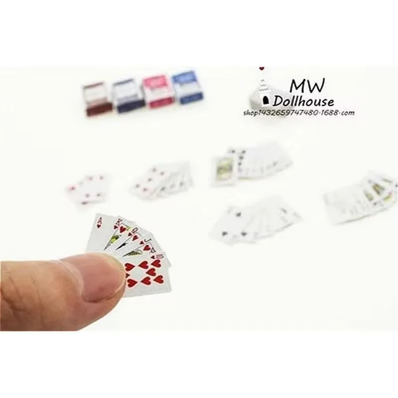 108 sheets Mini Cute 1:12 Dollhouse Miniatures Poker Home Decoration  Cards Playing Game for Doll