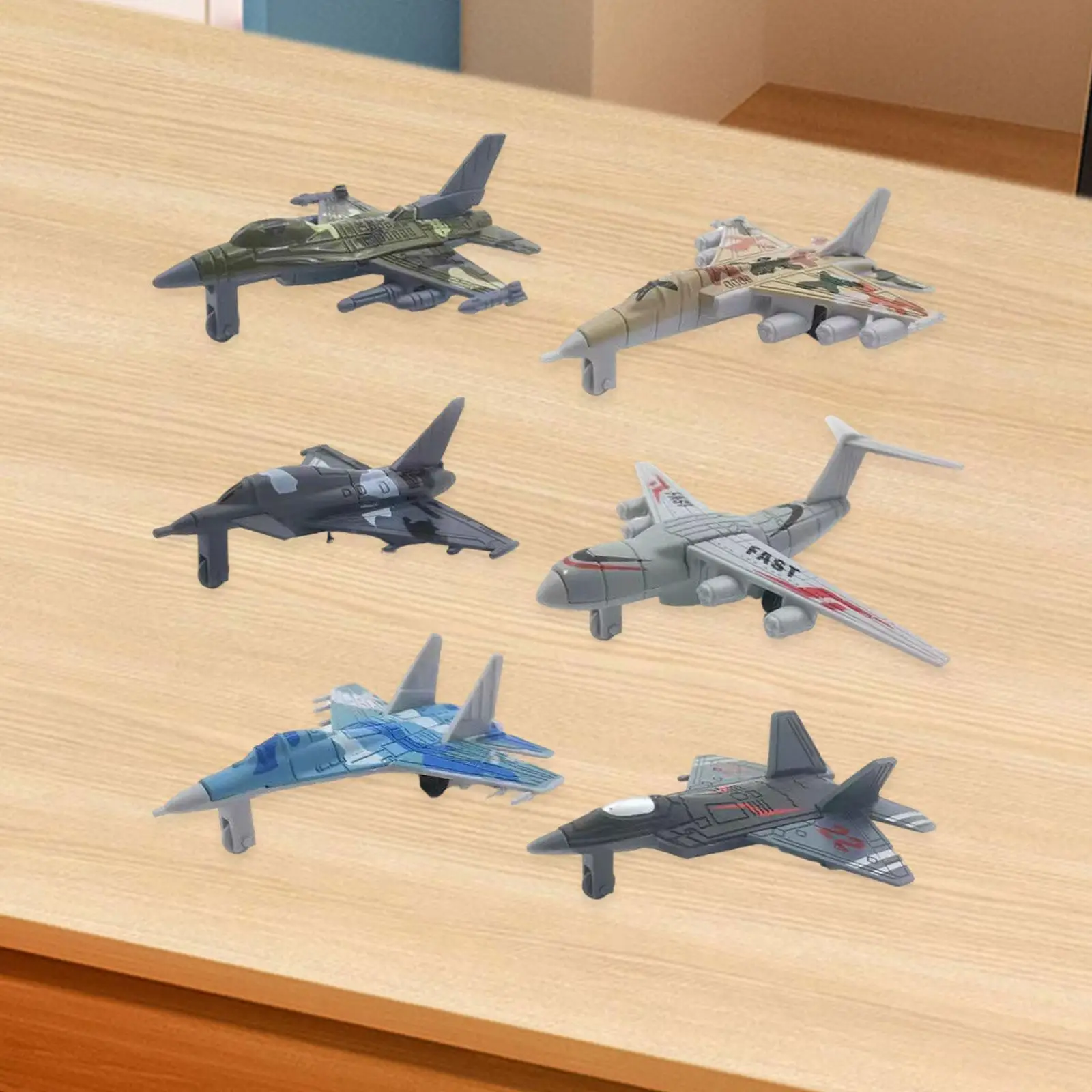 6 Pieces Alloy Airplane Fighter Jet Birthday Gift Simulation Children Toy for