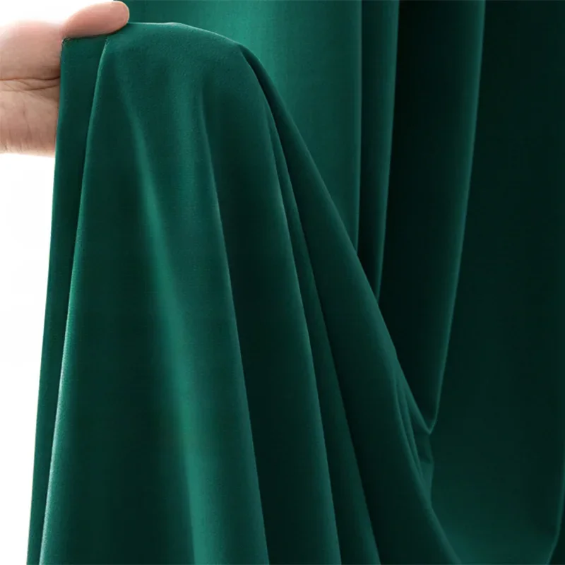 Retro luxury green velvet Curtains for Living dining room bedroom dark green high-end blackout wool