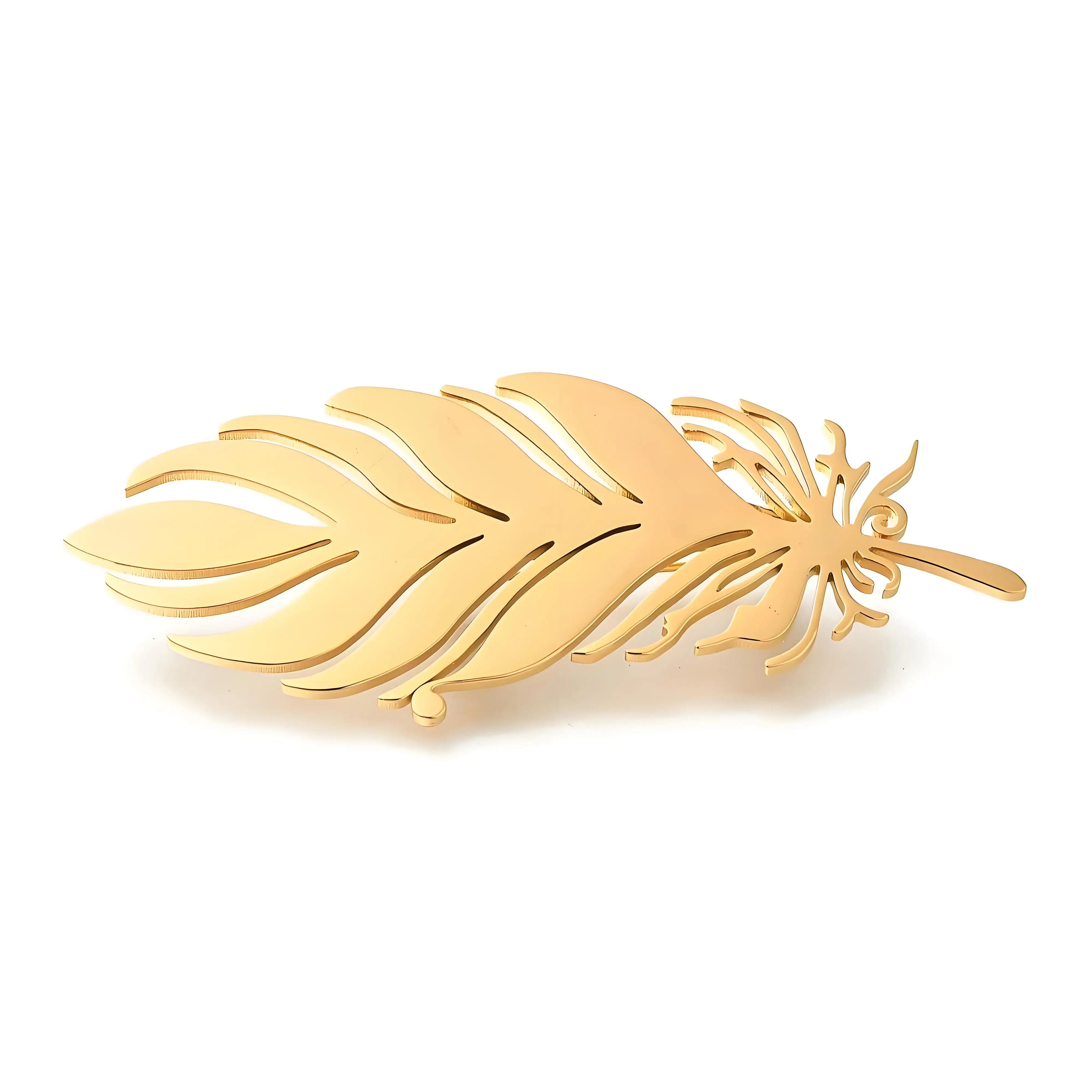 Gold - Plated Feather Brooch, Exquisite Hollow - Out Design Lapel Pin, Stylish Jewelry for Women & Men, Ideal Gift for Daily