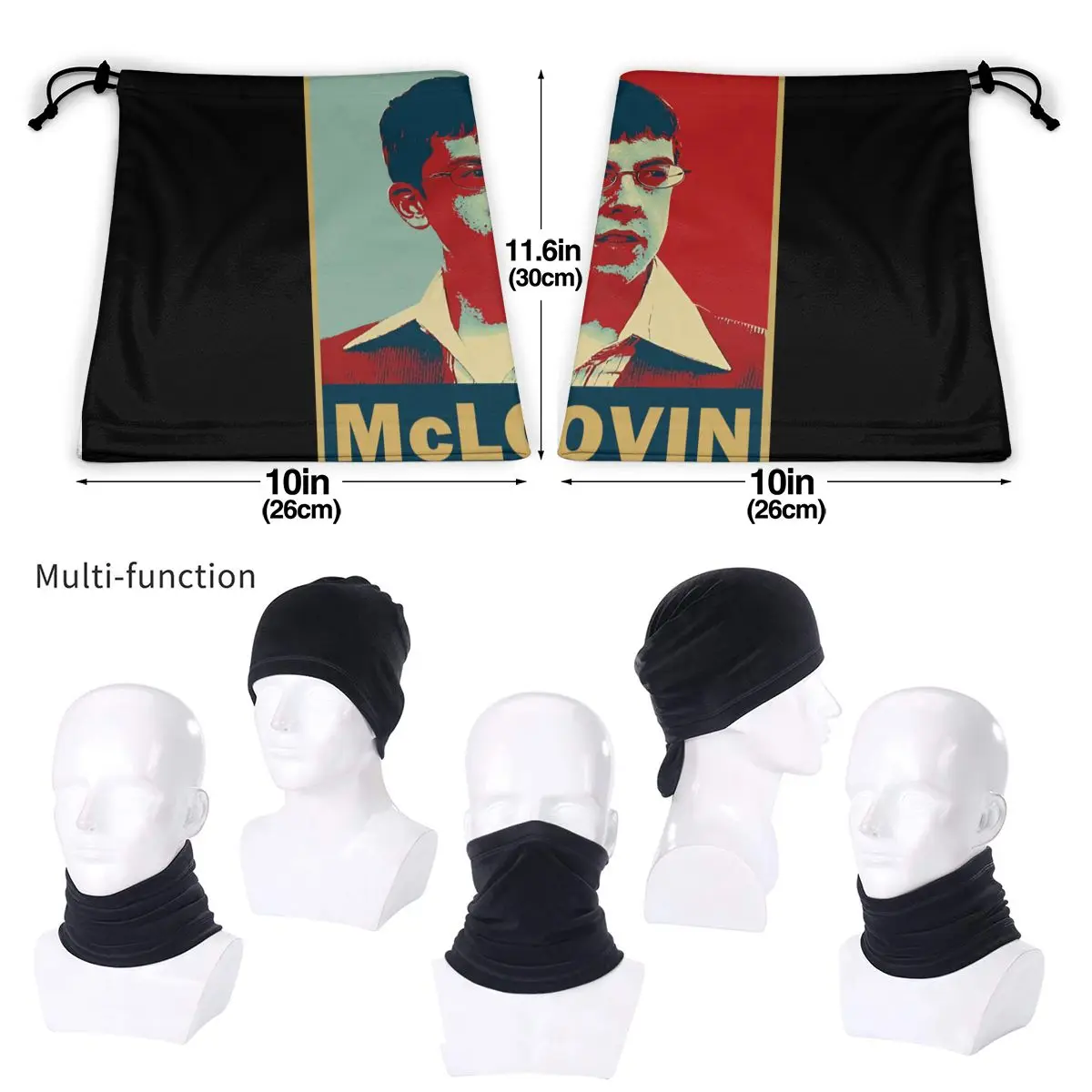 Mclovin Superbad-polaina de microfibra para cuello, Bandana, bufanda de esquí, tubo de secado rápido