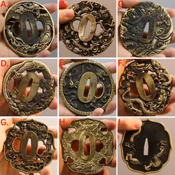 Multiple Dragon Theme Copper Brass Handguard Tsuba for Japanese Katana Wakizashi Samurai Sword Fittings