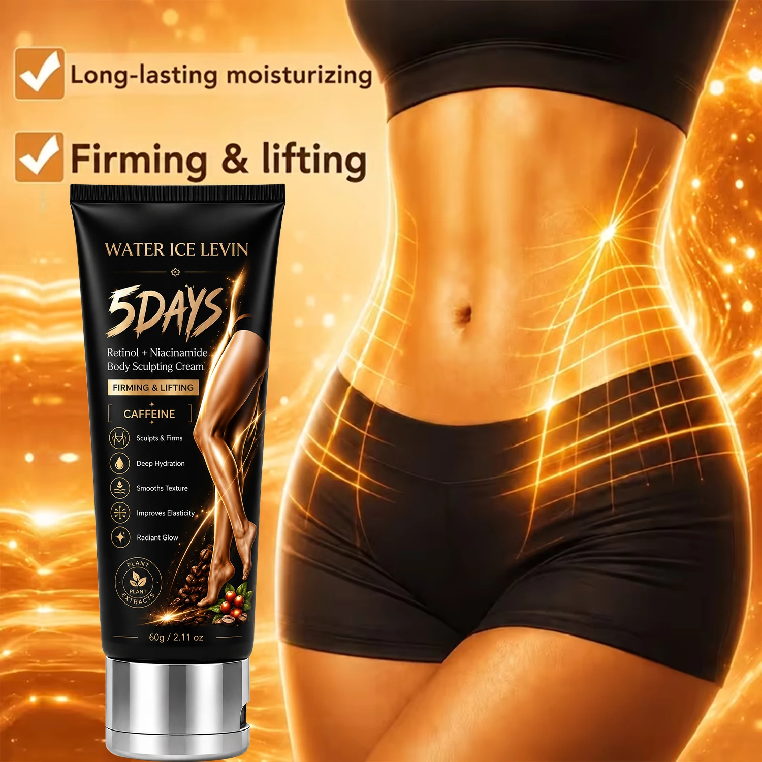 Water Ice Levin Caffeine Body Sculpting Cream Firming Lifting Deep Hydration Improve Skin Elasticity Body Care Cream 60g