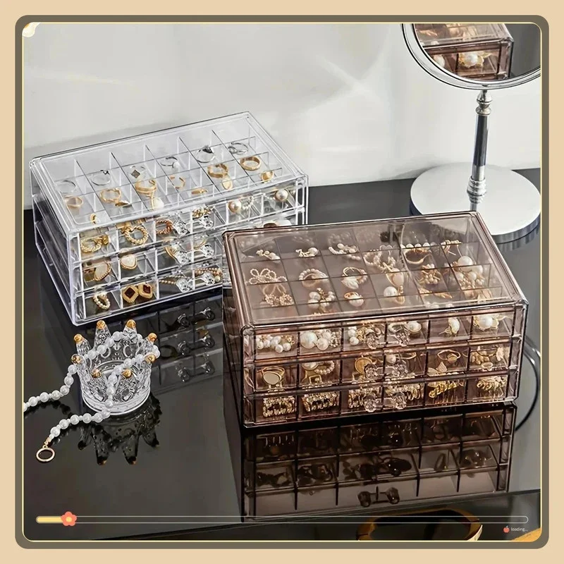 

72 Grid 3-Layer Jewelry Box - Large Capacity Storage & Display Stand for Rings, Earrings & Necklaces