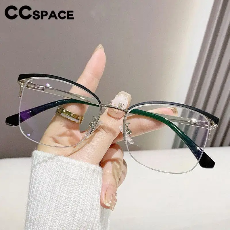 R57483 Metal Half-Frame Reading Glasses Square Casual Optical Presbyopia Eyeglasses Diopter +50+100+150+200+250+300+350