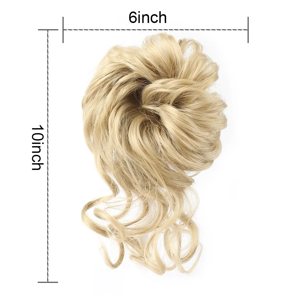 كعكة الشعر الاصطناعية الفوضوية Chignon Dount مع شريط مرن مجعد فوضوي كعكة Scrunchies أوبدو هيربيسي تمديد للنساء