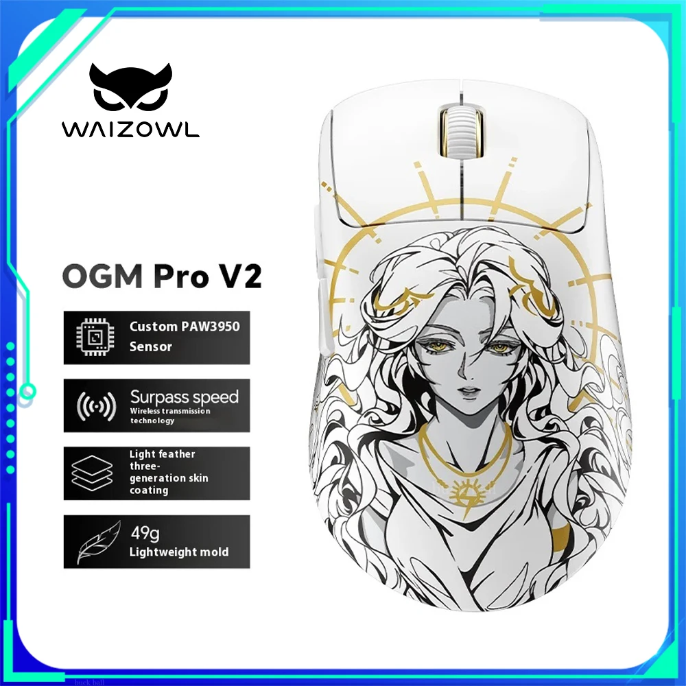 Waizowl Ogm Pro V2 Zeus Mouse Paw3950 Tri Mode Wireless Mouse 8000Hz Polling Rate Lightweight Game Mice Custom PC Accessories