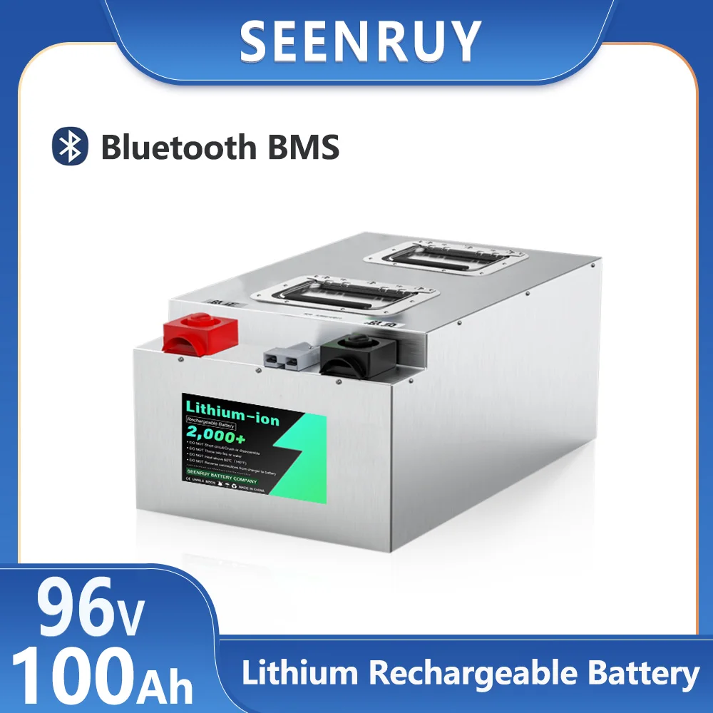 

SEENRUY 96V 100AH 220A 380A BMS Li ion With Charger Lithium Polymer Battery Pack Perfect For Forklift Crane Truck MotorCycle