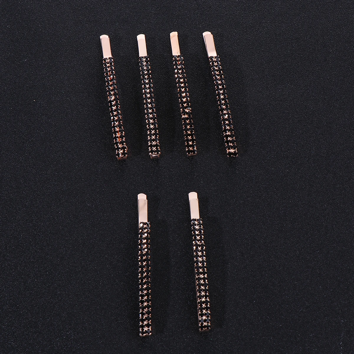 

6 pcs Metal Rhinestone Hair Clips For Women Elegant Sparkling Barrettes Daily Wedding Party Use Girls Gift Black