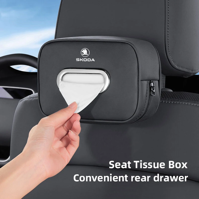 

Car Leather Tissue Box Seat Rear Seat Storage Bag for Skoda Fabia Fast Gorgeous Octavia A5 a72 Kodia Skala