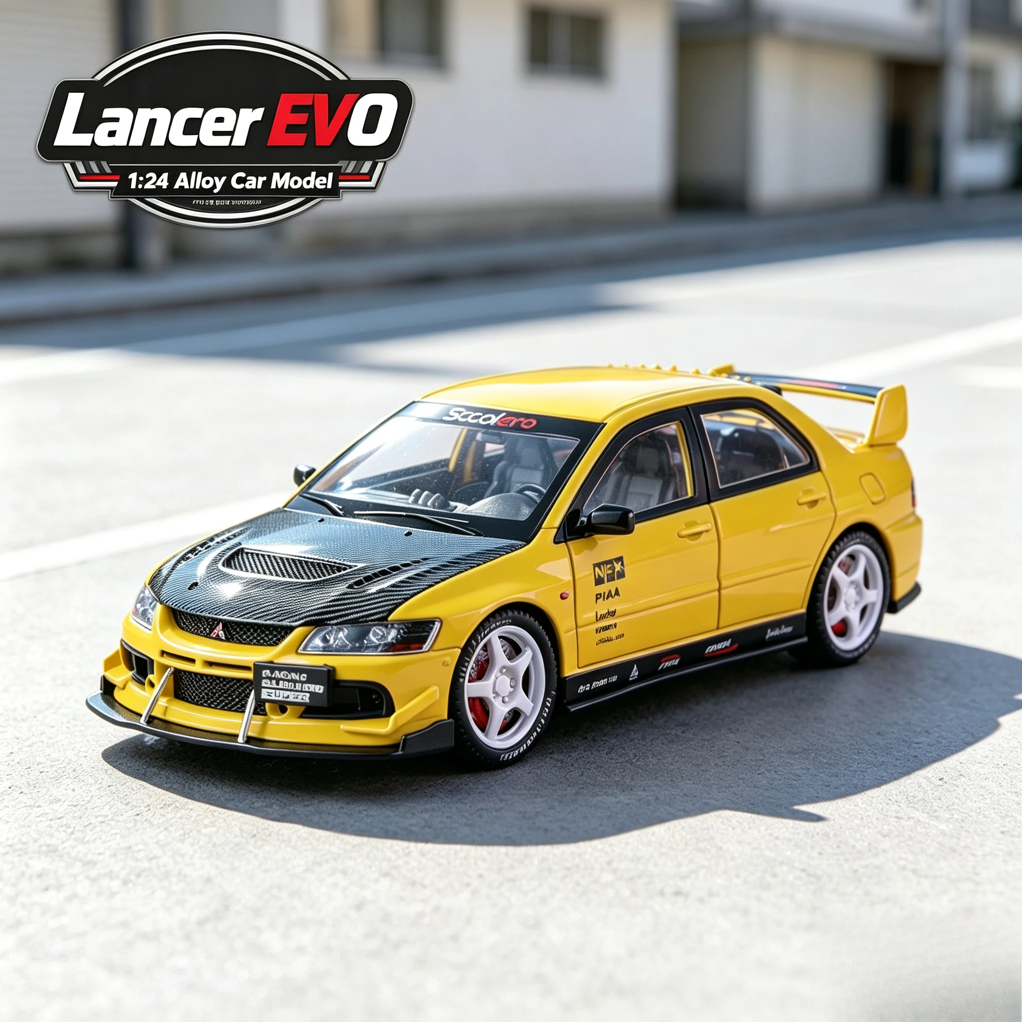 1:24 Lancer EVO Simulation Alloy Car Model Sound and Light Sound Effect Pullback Desktop Ornament Toy Gift
