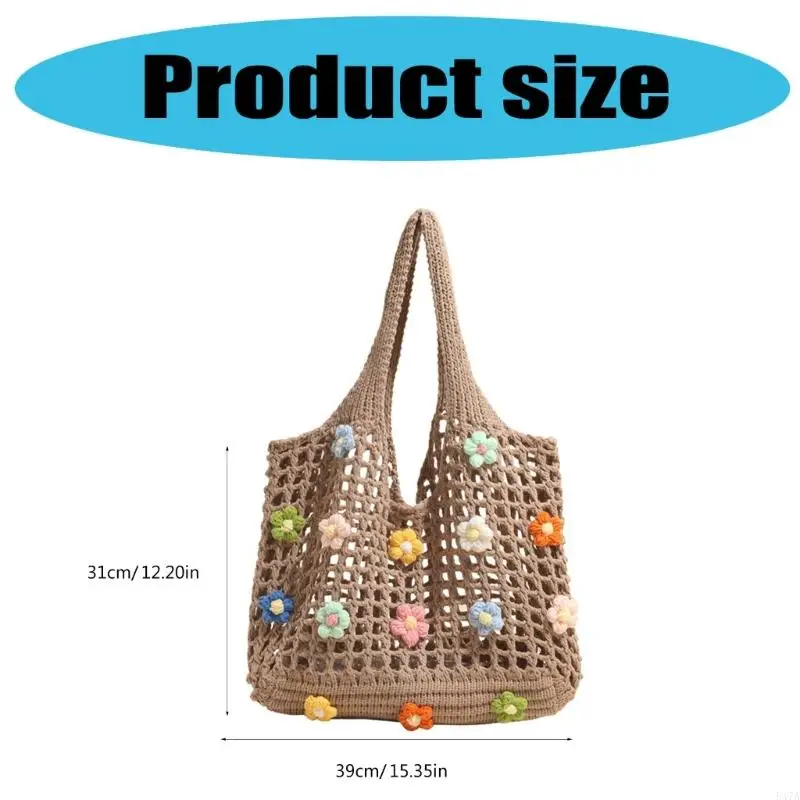 Women Beach Bag Bag Bag Bag Bag حقيبة يد مع أزهار حقيبة تسوق كبيرة للتسويق للسفر 547A #6