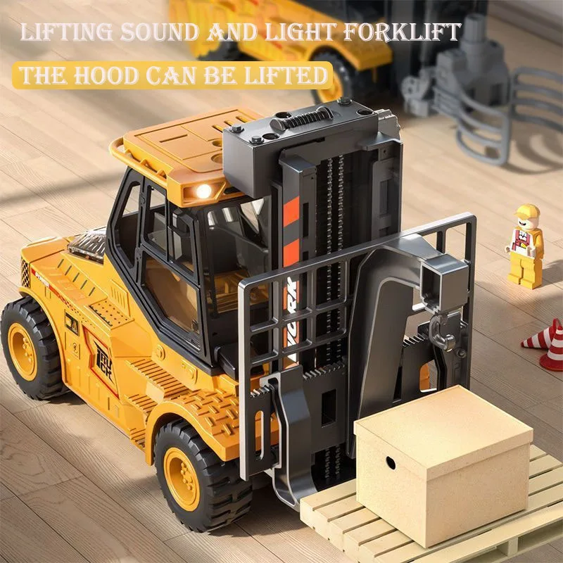 2025 جديد كبير الصوت والضوء رافعة شوكية للأطفال الهندسة سيارة رافعة شوكية قابلة للرفع الأولاد دمى هدايا #2