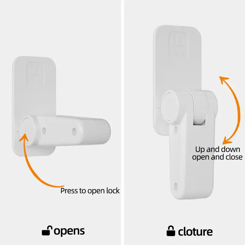 2 قطعة قفل رافعة الباب المقاوم للأطفال يمنع الأطفال الصغار من فتح الأبواب سهل التشغيل بيد واحدة للبالغين قفل أمان ABS متين