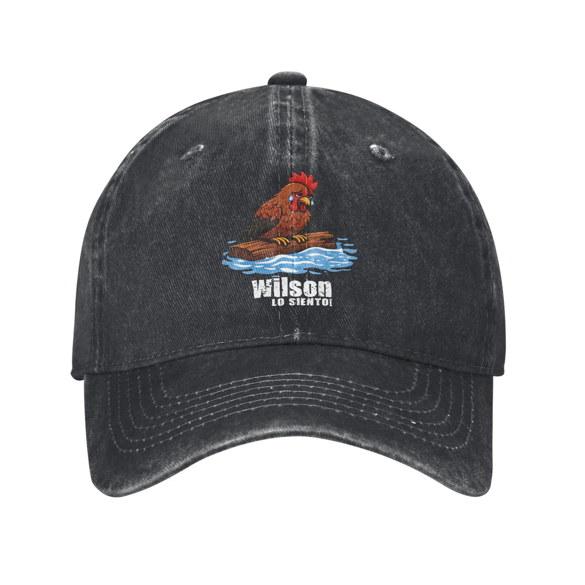 Bonés de Beisebol Wilson-Lo-Siento Chicken Meme Vintage Desgastados com Efeito Lavado, Boné de Sol Unissex Ajustável para Exterior com Humor de Galo Engraçado