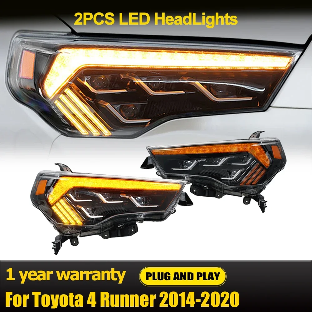 2pcs LED Headlamps Assembly for Toyota 4 Runner 2014-2020 Headlight Plug and Play with LED DRL Dynamic Turning LED Headlights