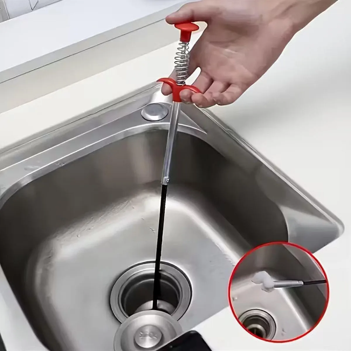 Drain Clog Remover Grabber Tool Flexible Steel Cable Sewer Unclogger Clamp for Sink Shower Bathtub Kitchen Bathroom Cleaning Kit