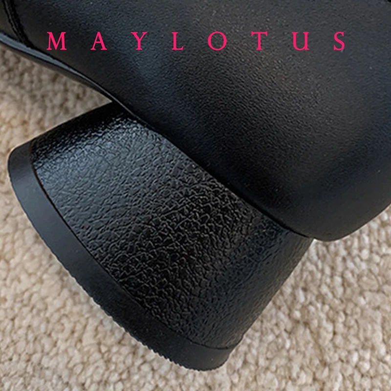 Split Toe 3cm Heel Tabi  Shoes Slip On Leather Comfy Shoes Soft Bottom solid Ladies Moccasins with Bowknot image 3