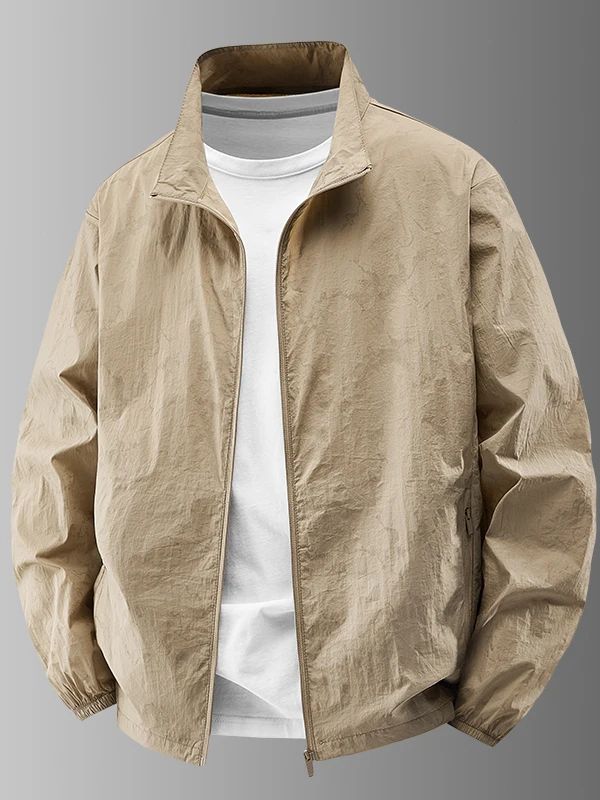 

Летняя мужская легкая свободная рубашка с защитой от солнца, дышащая, для активного отдыха, городская, модная, с длинным рукавом, на молнии