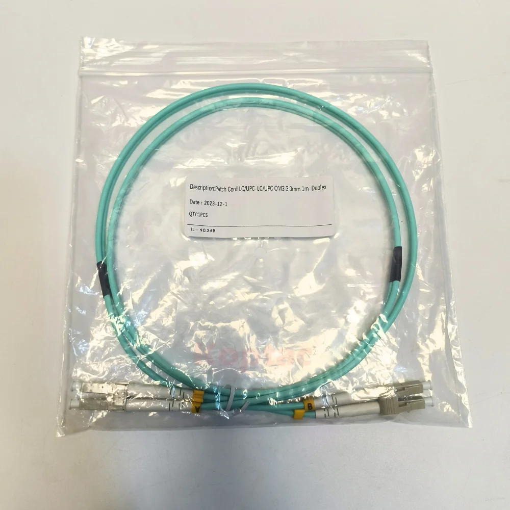 Wholesale 10PCS/lot OM3 LC UPC-LC UPC Multimode Duplex 3.0mm Fiber Optic Cord Optical Patch Cable 1/2/3/5m