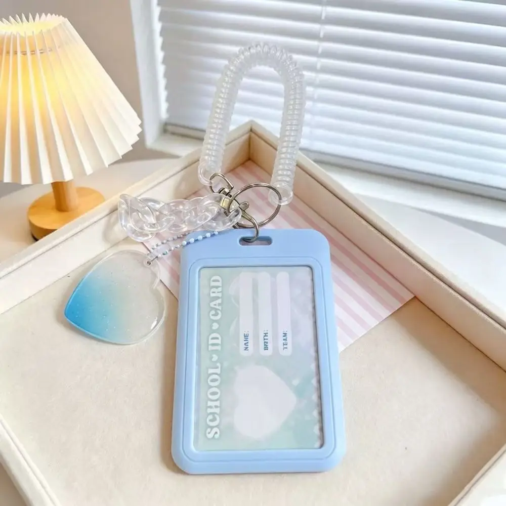 INS Student Card Holder with Pendant Slide Cover Photocard Holder Card Holder Keychain