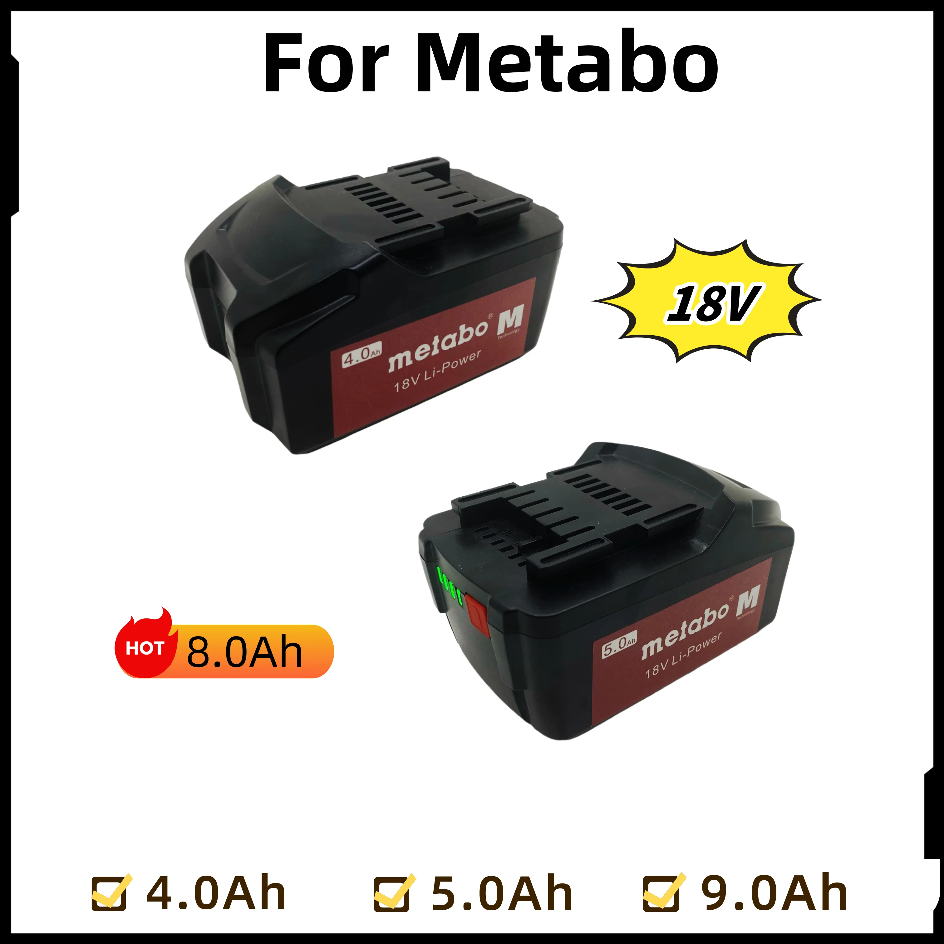 

Li-ion Battery 18V 9.0Ah for Metabo | High Capacity Durable Long Lasting Fits Power Tools(Drill,Driver,Wrench),Asc30,Asc55