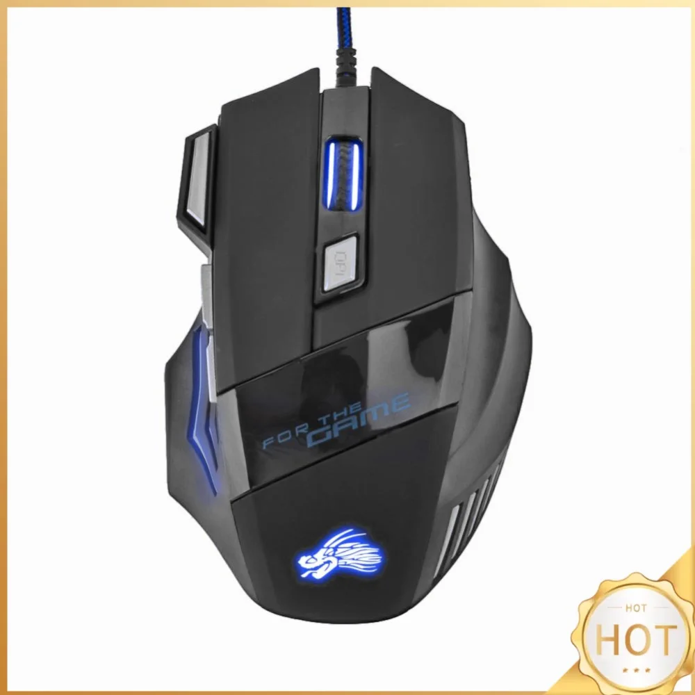 Wired Gaming Mouse 7 Button Backlit 5500 DPI Adjustable Optical PC Gamer Mice Laptop Computer Ergonomic Mice Silent
