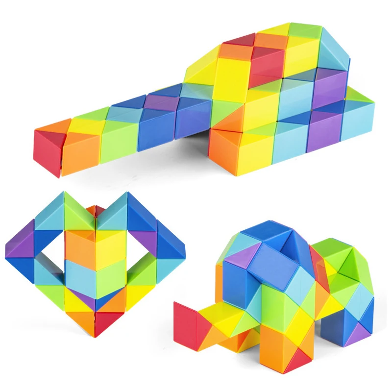 Rainbow Folding Magic Snake Cube Twist Puzzle Fidget Toys For Kids Adults Educational Montessori Game Brain Teaser Rompecabezas