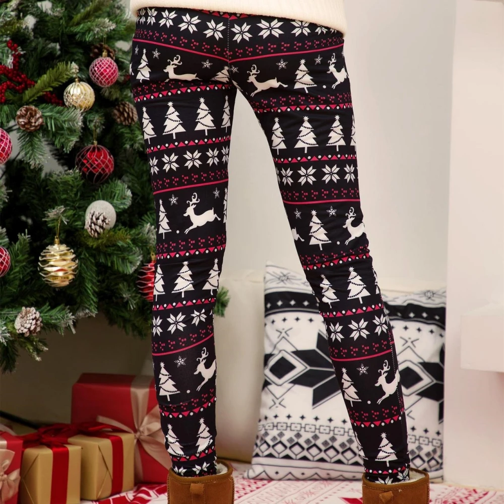 Women Christmas Print Leggings Fashion High Waist Long Pants Winter Warm Pants Ladies Christmas Party Clothes Women\'s Trousers