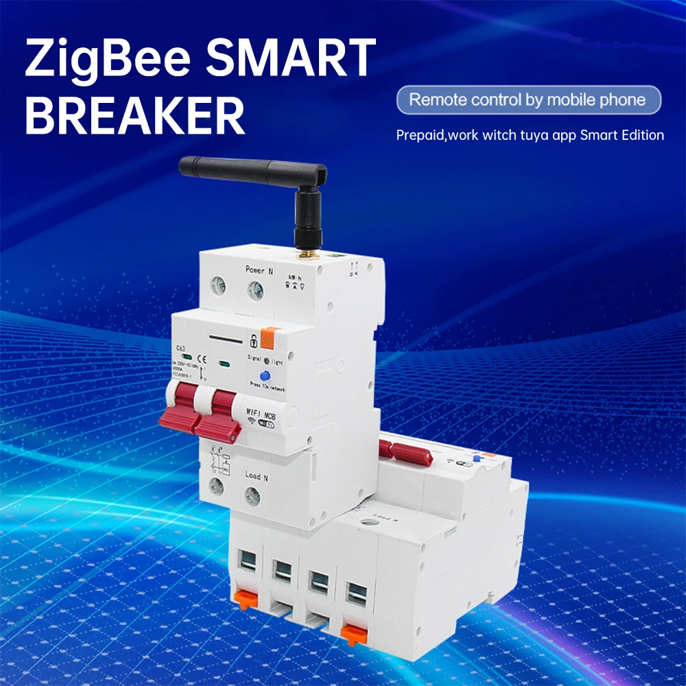 

WiFi ZigBee AC Smart New Circuit Breaker Work for tuya App AC230V/400V Overload Short Circuit Protection Intelligent Breaker