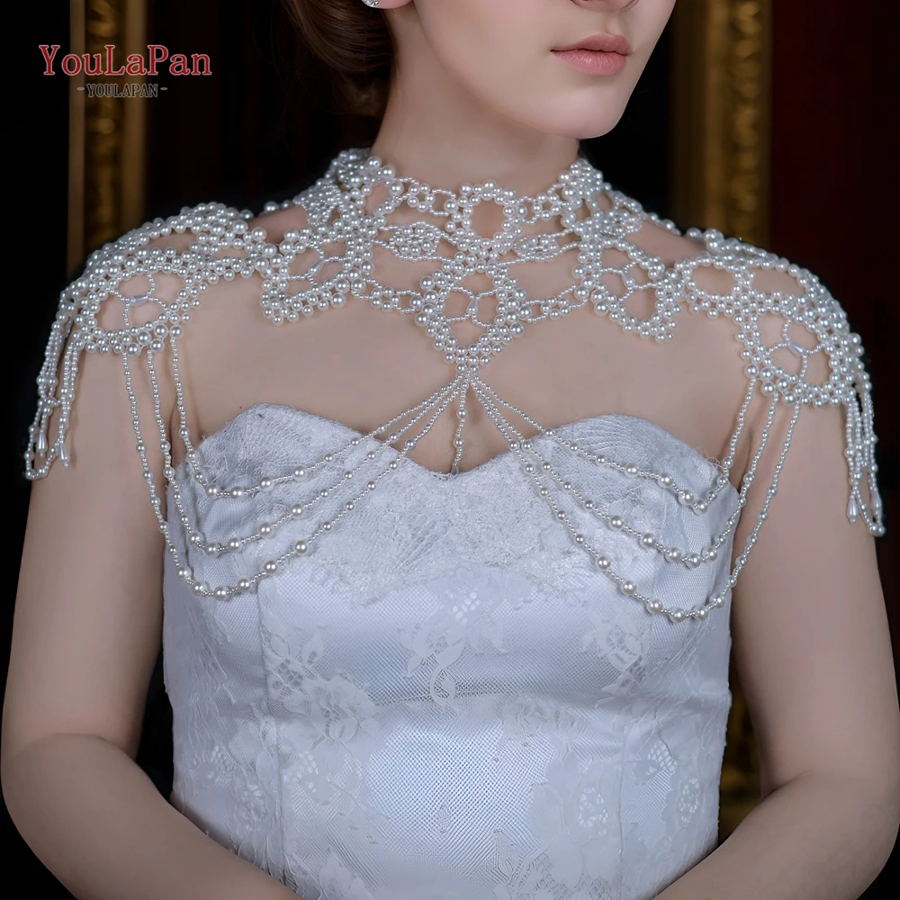 YouLaPan G09 Luxury Necklace Pearls Beads Wedding Shawl Bolero Vintage Tassels Capele for Bride DIY Wedding Cock Tail Party