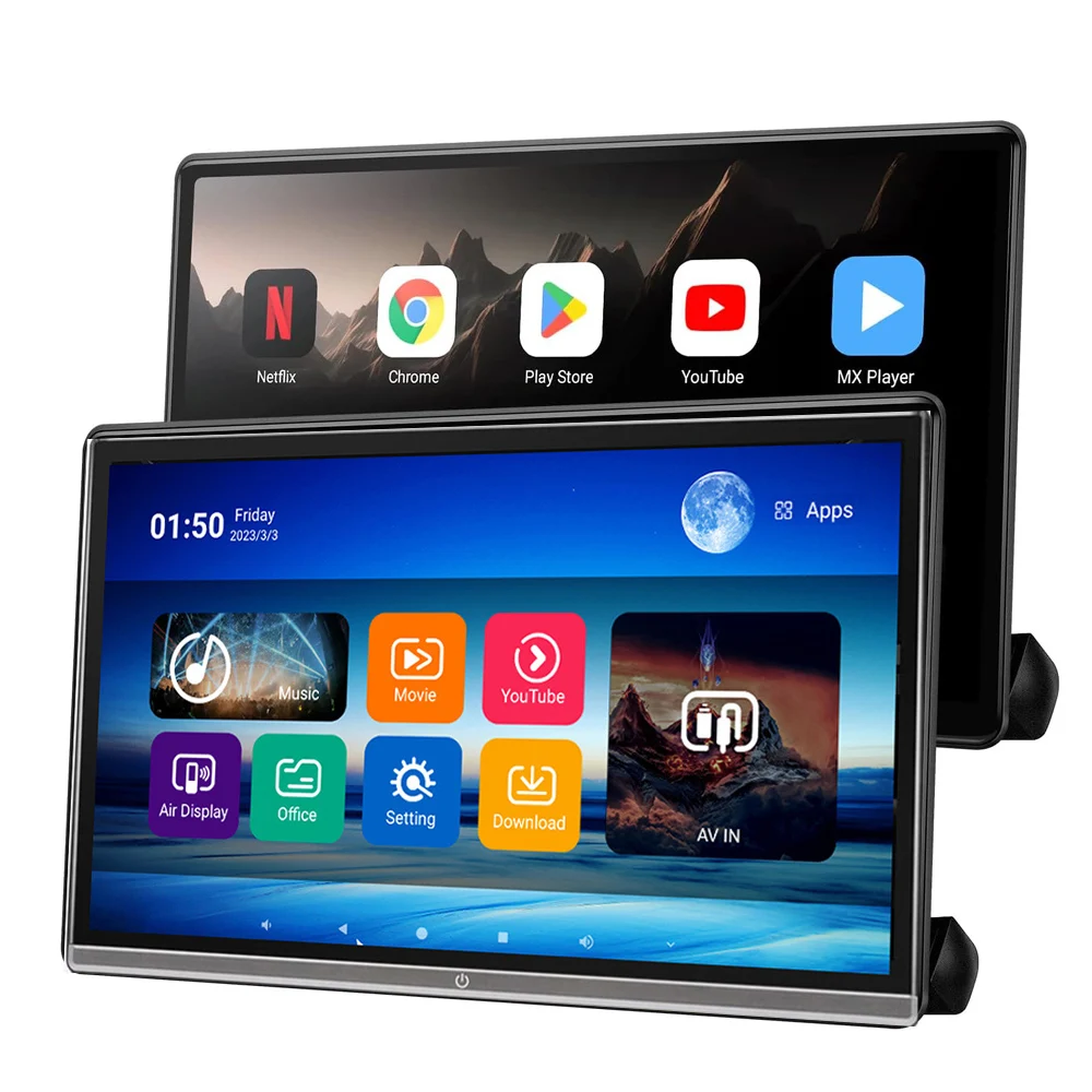 13,3 inch Android 14 autohoofdsteunmonitor tablet pc videospeler multifunctioneel 2G + 32 GB ROM 4K WiFi Bluetooth / USB / SD / HDMI