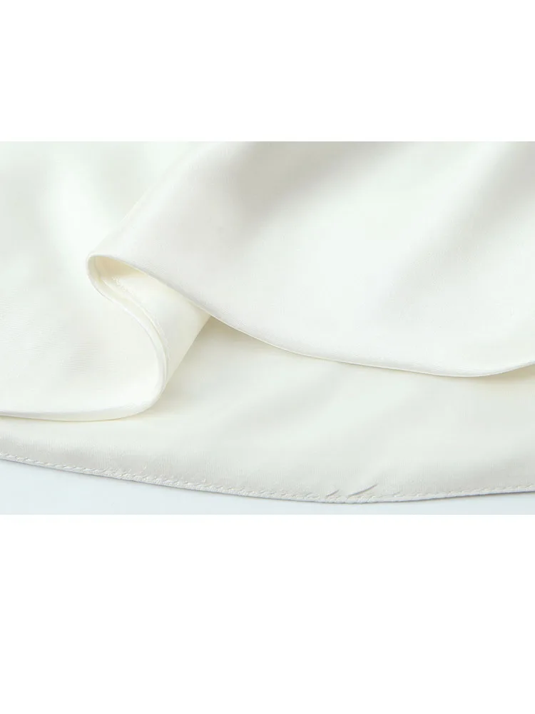 HH Women Fashion 2025 Elegant Silk Satin Bow Decorated Backless Shirt Female Temperament Casual Solid High Neck Long Sleeve Top