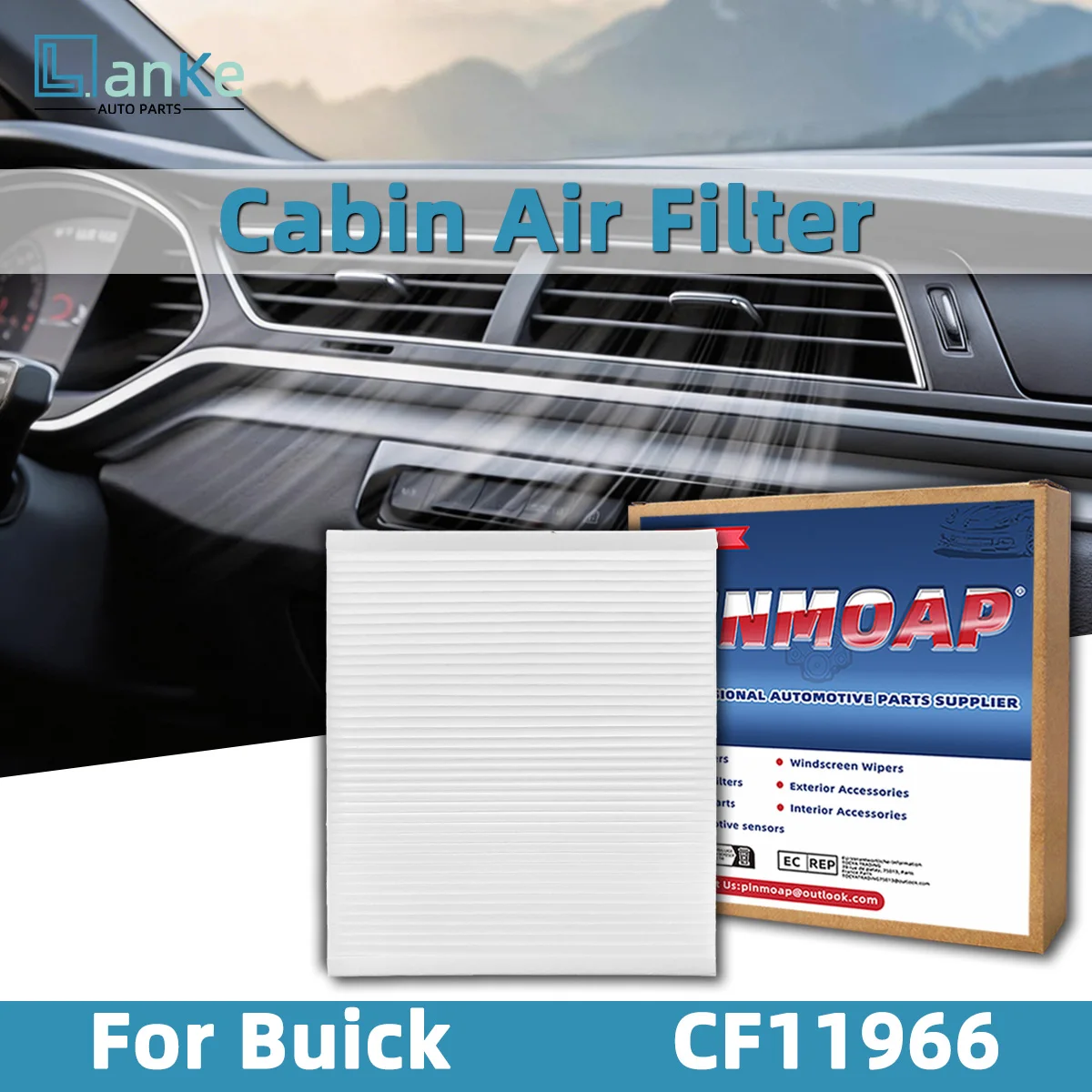 Lanke Anti Bacterial Mold Proof Car Cabin Air Filter Remove Musty Smell Fit For Cadillac ATS XTS Chevrolet Malibu Volt, CF11966