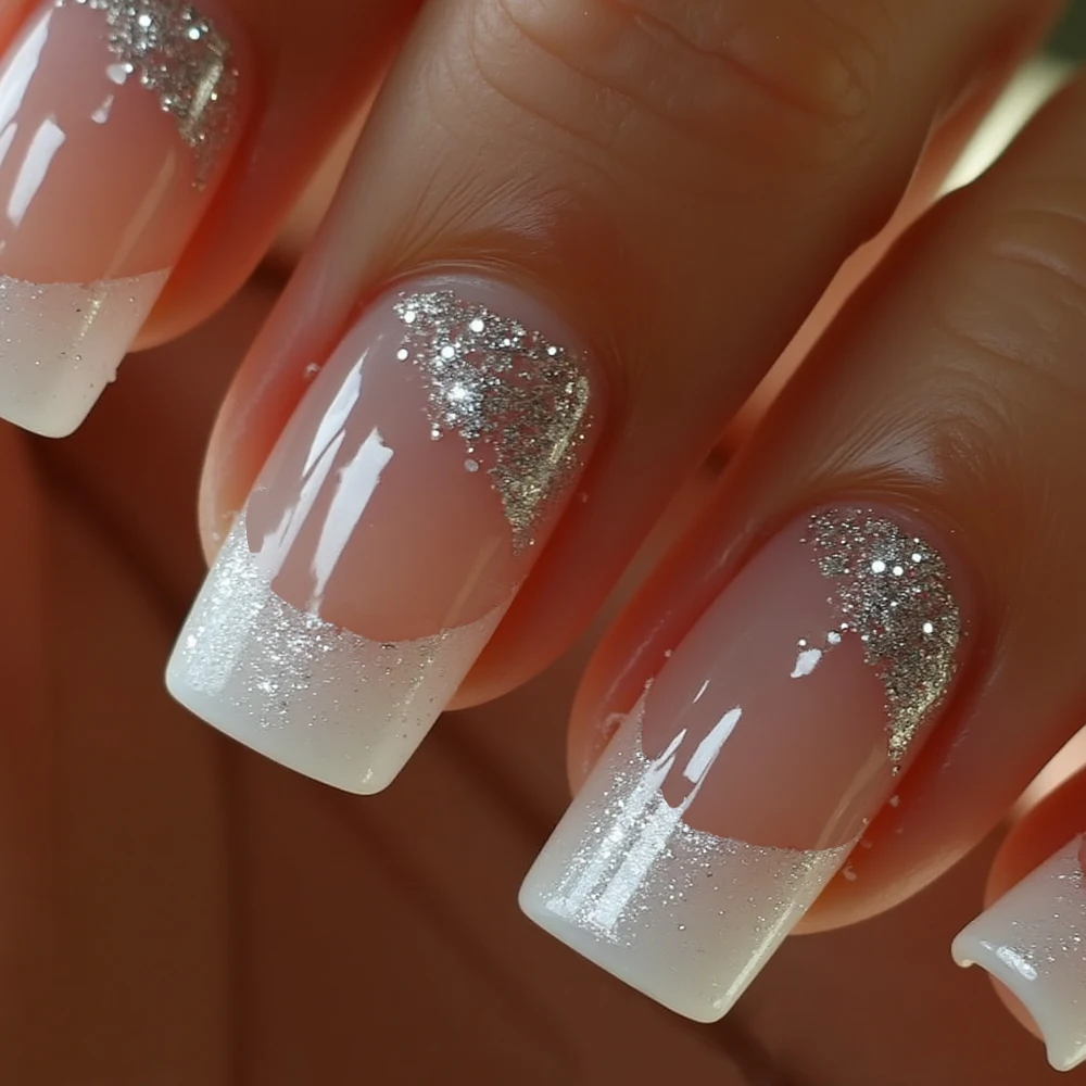 24Pcs Chinese-Style Fashionable Glossy White French False Na