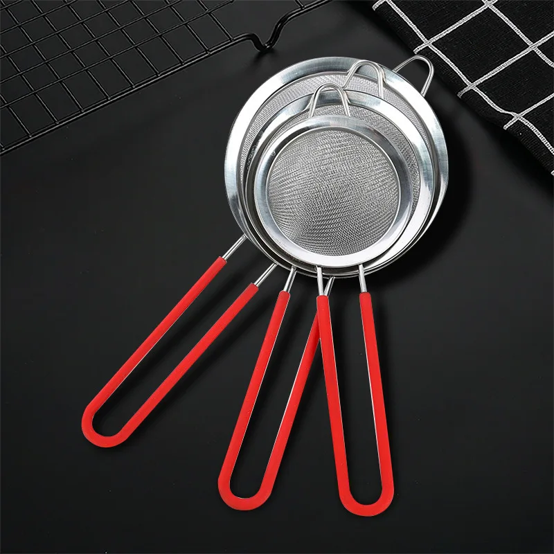 Ручное сито для муки из нержавеющей стали 304, фильтр для утолщенной муки, кухонный инструмент для выпечки,