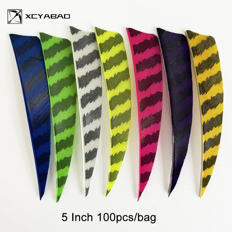 

100Pcs 5Inch Colored Turkey Feather Fletching Shield Cut Archery Arrow Feather Vanes DIY Bow Fletches Accessories