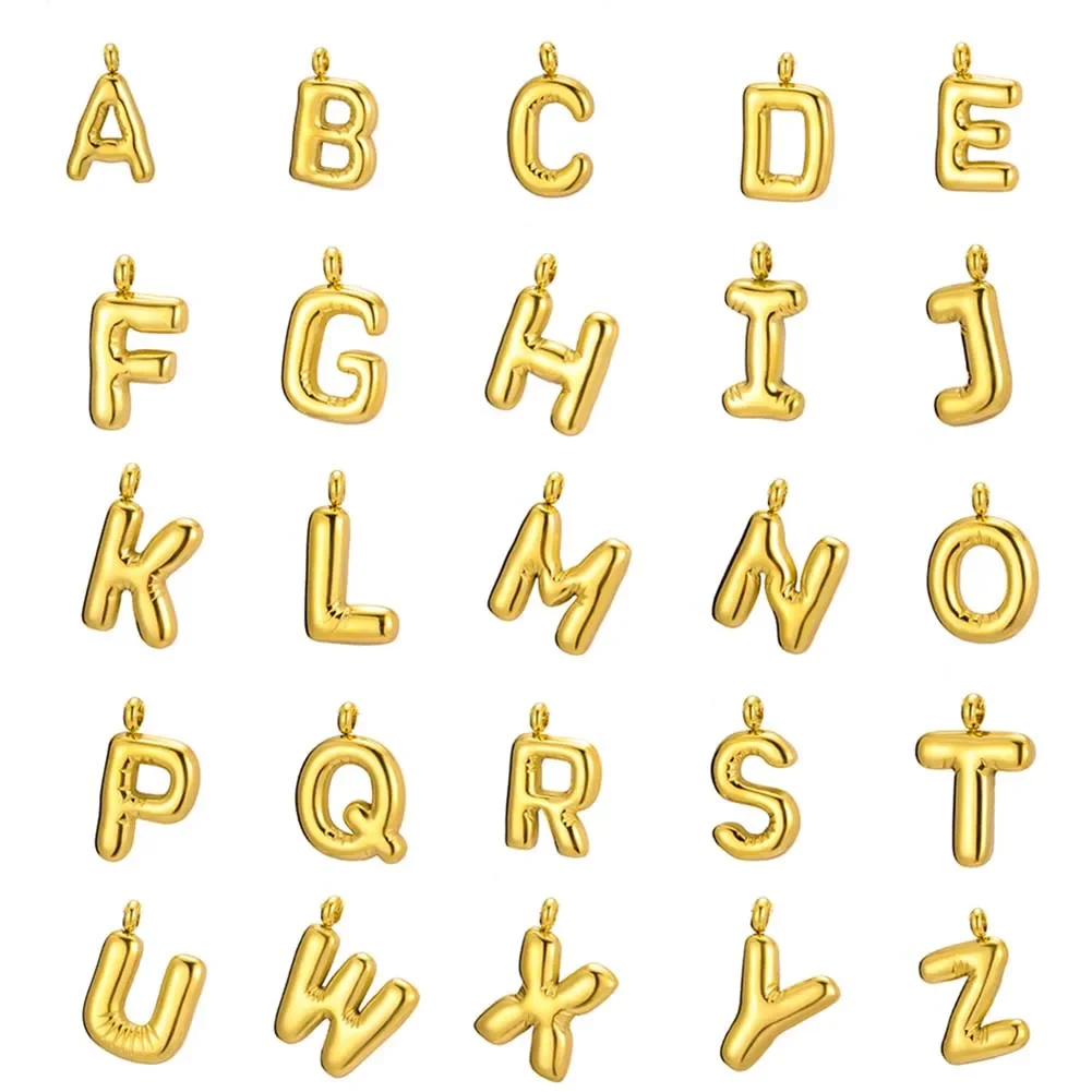 

26pcs A-Z Stainless Steel Whole Fat Bubble Letters Set Pendants For Necklace Earrings Keychain Jewelry Set Gift DIY Accessories