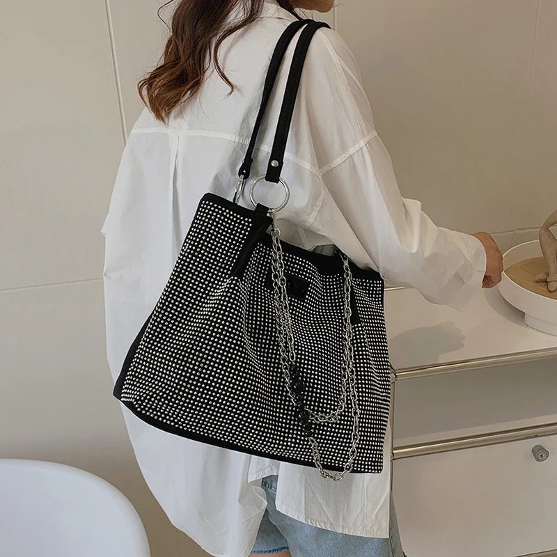 New Luxuy Rhineston Shoulder Bags For Women Designer Diamond Leather Crossbody Bag Female Underarm Bag Totes Purse Handbag