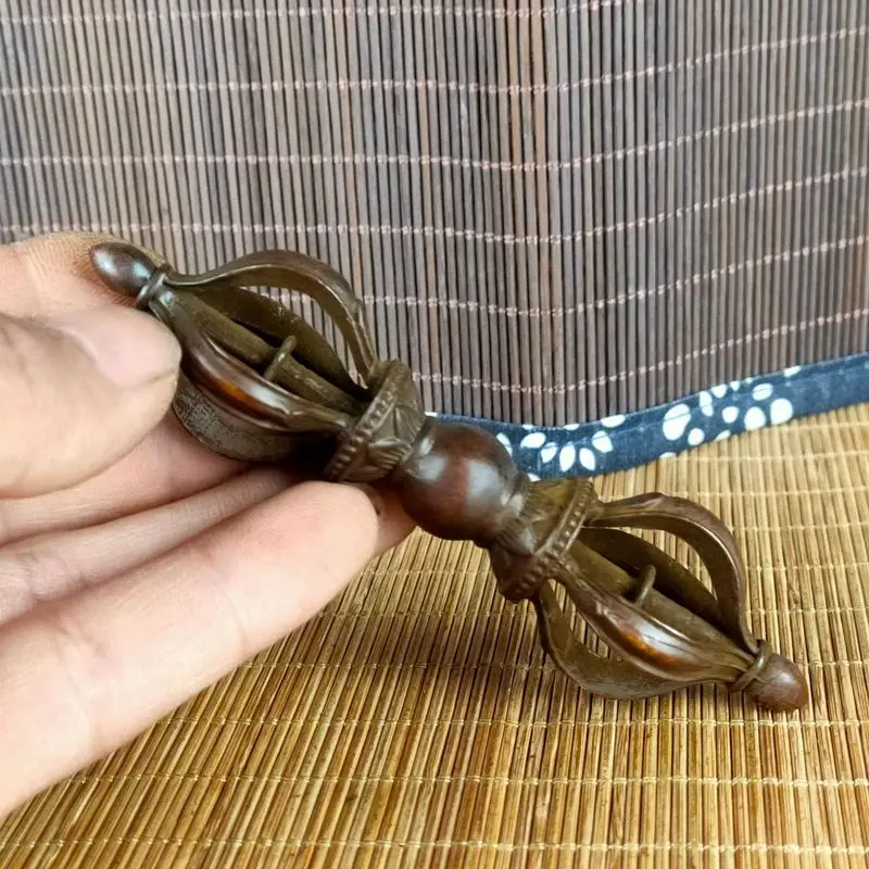 Antique- copper Vajra with five prongs a retro collectible Tibetan-style Pumba staff a Vajrayana ornament